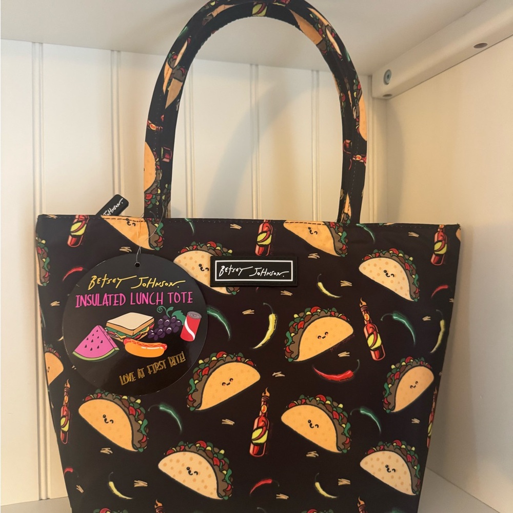 NWT Betsey Johnson Black Taco Insulated Lunch Tote Bag